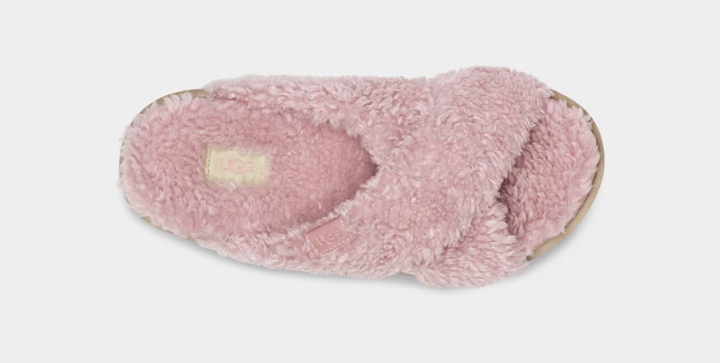 Chanclas Ugg Fuzz Sugar Cross Mujer Rosas | Argentina DAFHRTL-17