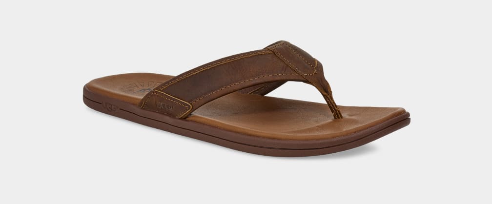 Chanclas Ugg Seaside Leather Hombre Marrones | Argentina IUDHLPZ-16