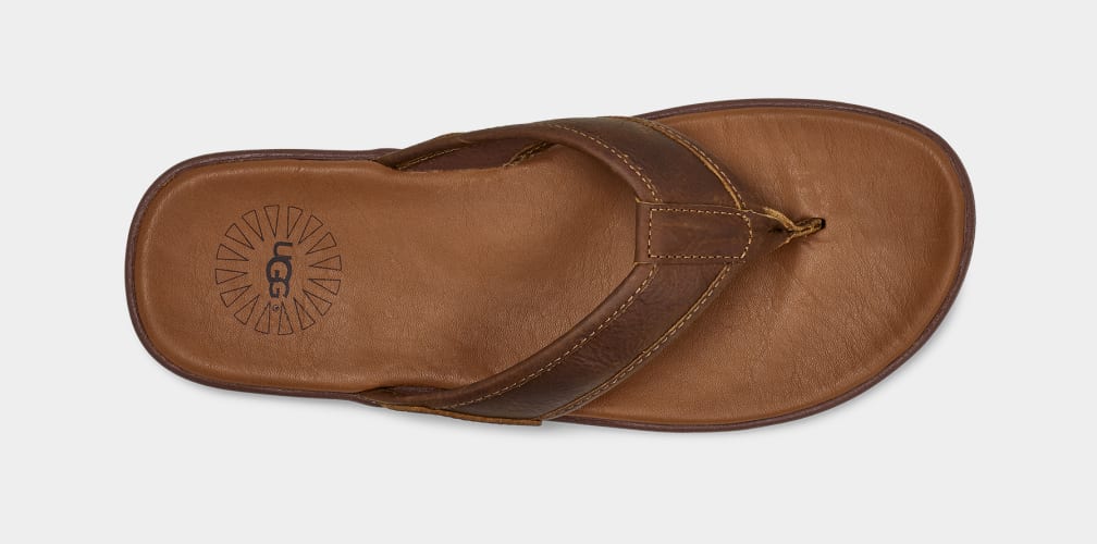 Chanclas Ugg Seaside Leather Hombre Marrones | Argentina IUDHLPZ-16