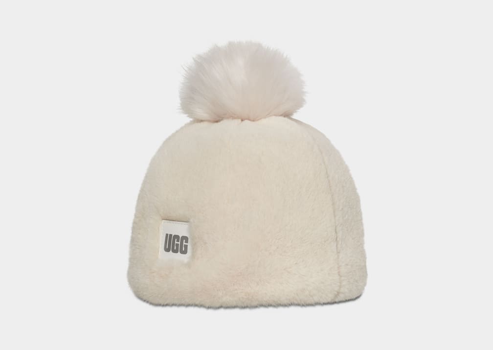 Gorro Ugg Faux Fur W Pom Mujer Blancas | Argentina HFJDXBR-56