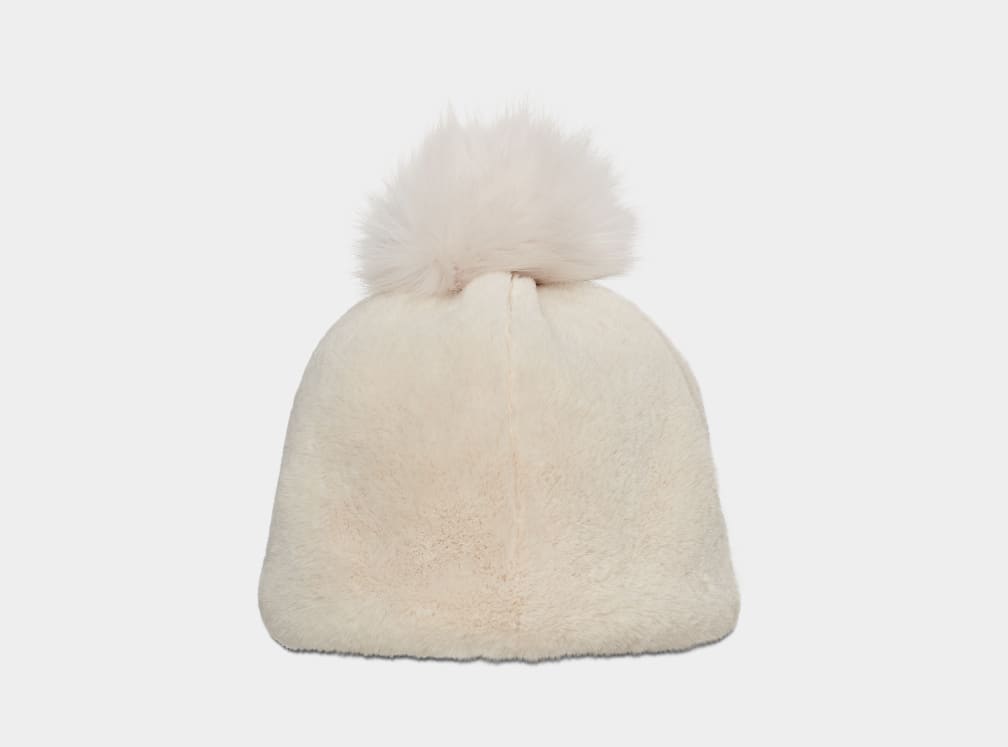 Gorro Ugg Faux Fur W Pom Mujer Blancas | Argentina HFJDXBR-56