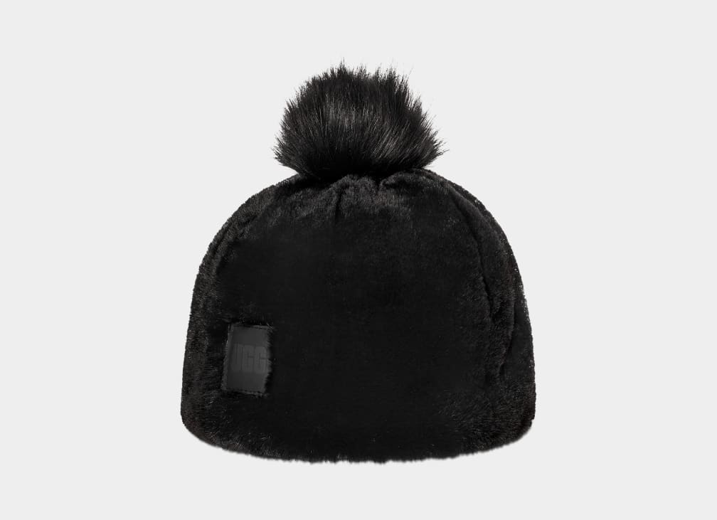 Gorro Ugg Faux Fur W Pom Mujer Negras | Argentina VZQFTMR-08