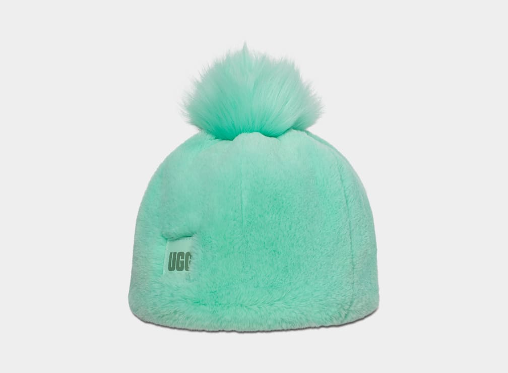 Gorro Ugg Faux Fur W Pom Mujer Turquesa | Argentina GBWIURS-23