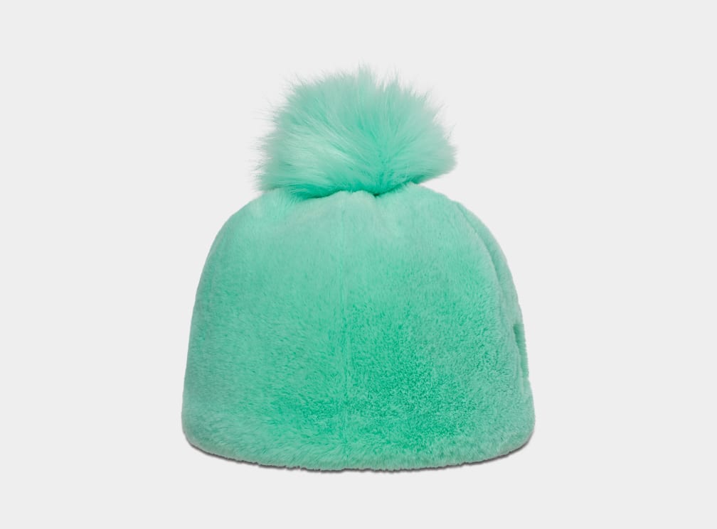 Gorro Ugg Faux Fur W Pom Mujer Turquesa | Argentina GBWIURS-23