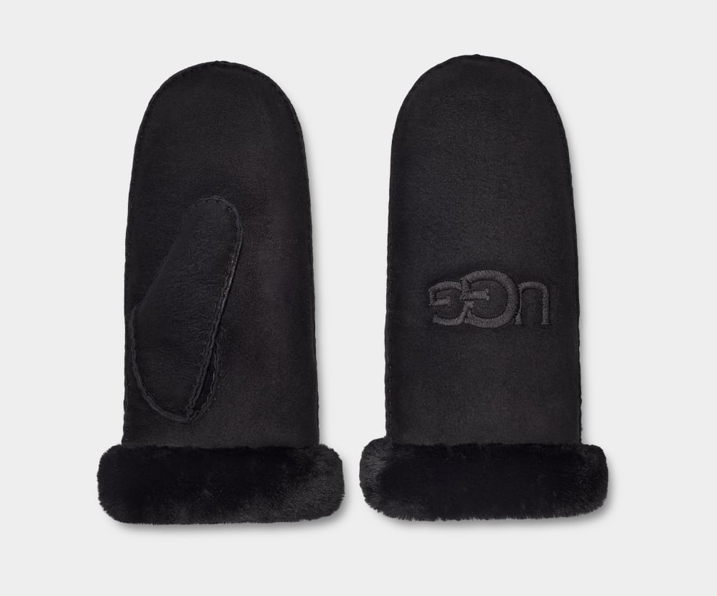 Guantes Ugg Shearling Embroider Mitten Mujer Negras | Argentina JUMFZIV-79