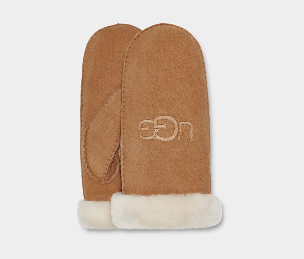 Guantes Ugg Shearling Embroider Mitten Mujer Marrones | Argentina JMIBXEL-69