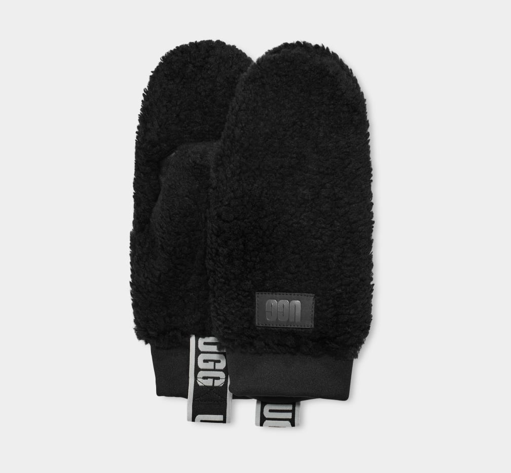 Guantes Ugg Sherpa Mitten W Logo Tape Mujer Negras | Argentina JVQZESW-17