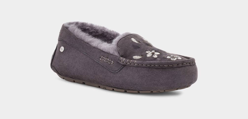 Pantuflas Ugg Ansley Blossom Mujer Gris Oscuro | Argentina LUAYZWP-87