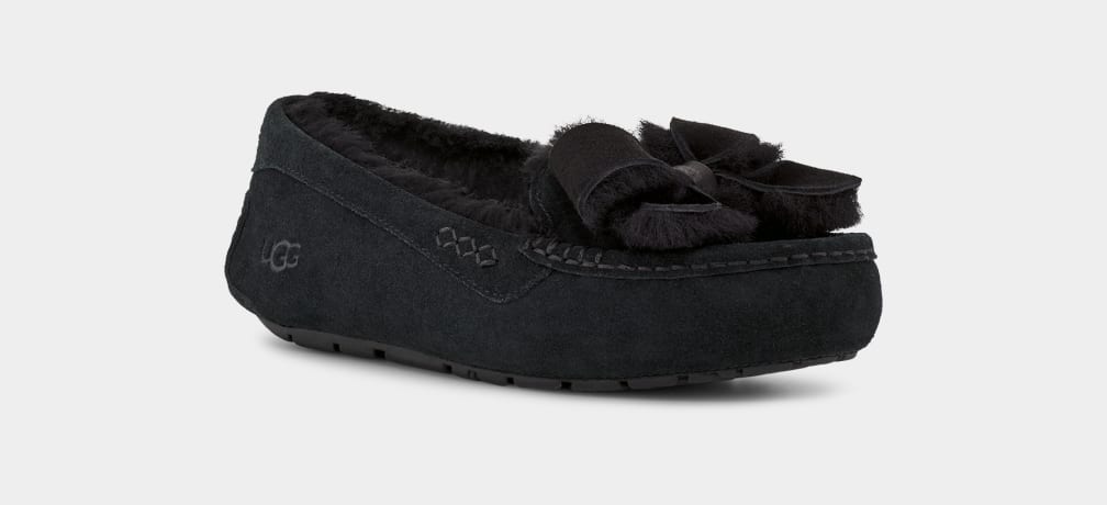 Pantuflas Ugg Ansley Heritage Bow Mujer Negras | Argentina OWGPXZU-34