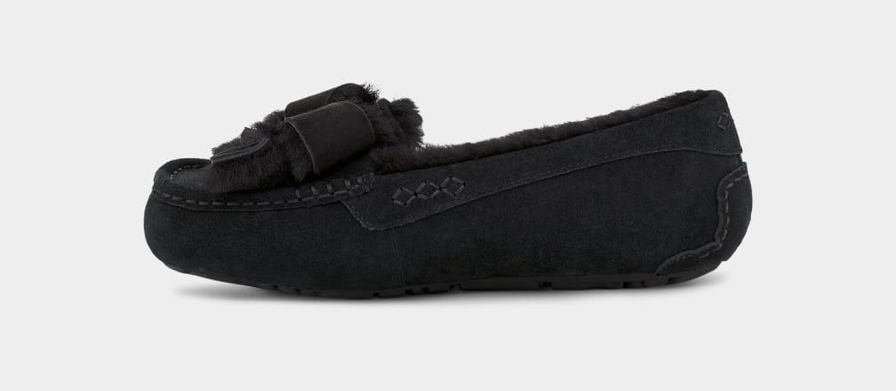 Pantuflas Ugg Ansley Heritage Bow Mujer Negras | Argentina OWGPXZU-34