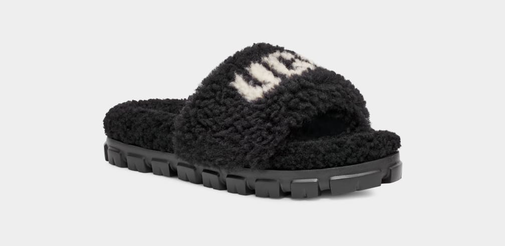 Pantuflas Ugg Cozetta Curly Graphic Mujer Negras | Argentina WSCNVMA-10