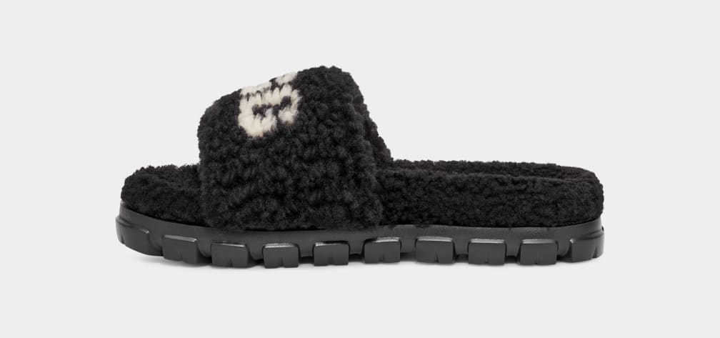 Pantuflas Ugg Cozetta Curly Graphic Mujer Negras | Argentina WSCNVMA-10