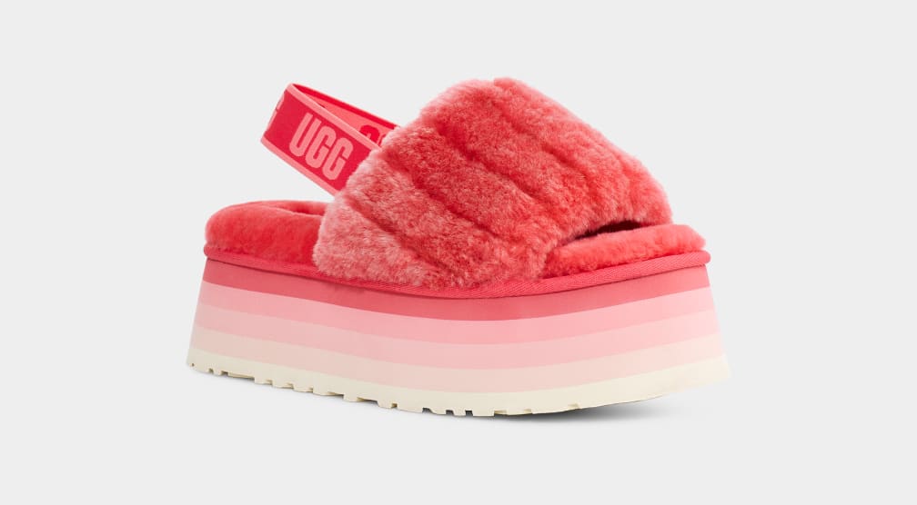 Pantuflas Ugg Disco Sherpa Corduroy Mujer Coral | Argentina SQWELMD-17