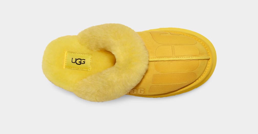 Pantuflas Ugg Disquette Scatter Graphic Mujer Amarillo | Argentina GTRCFAH-18