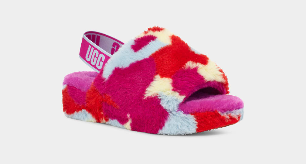 Pantuflas Ugg Fluff Yeah Camopop Mujer Rojas | Argentina YVLXOWI-73