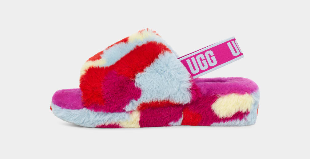 Pantuflas Ugg Fluff Yeah Camopop Mujer Rojas | Argentina YVLXOWI-73