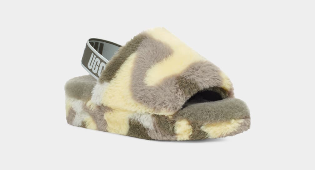 Pantuflas Ugg Fluff Yeah Camopop Mujer Verde | Argentina EKVMGPD-78