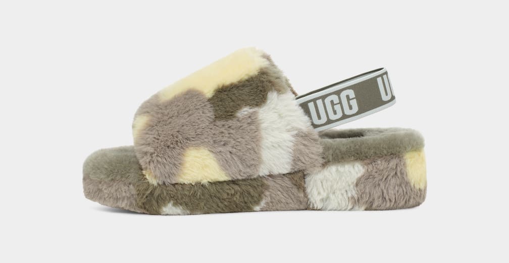 Pantuflas Ugg Fluff Yeah Camopop Mujer Verde | Argentina EKVMGPD-78