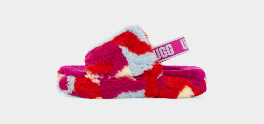 Pantuflas Ugg Fluff Yeah Camopop Niños Rojas | Argentina XYBDHIQ-26