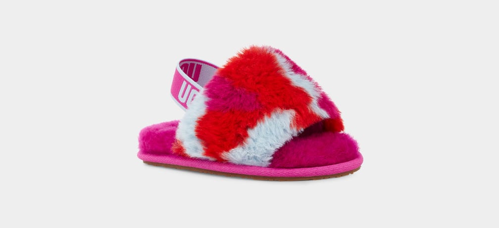 Pantuflas Ugg Fluff Yeah Camopop Niños Rojas | Argentina IDFJZGA-67