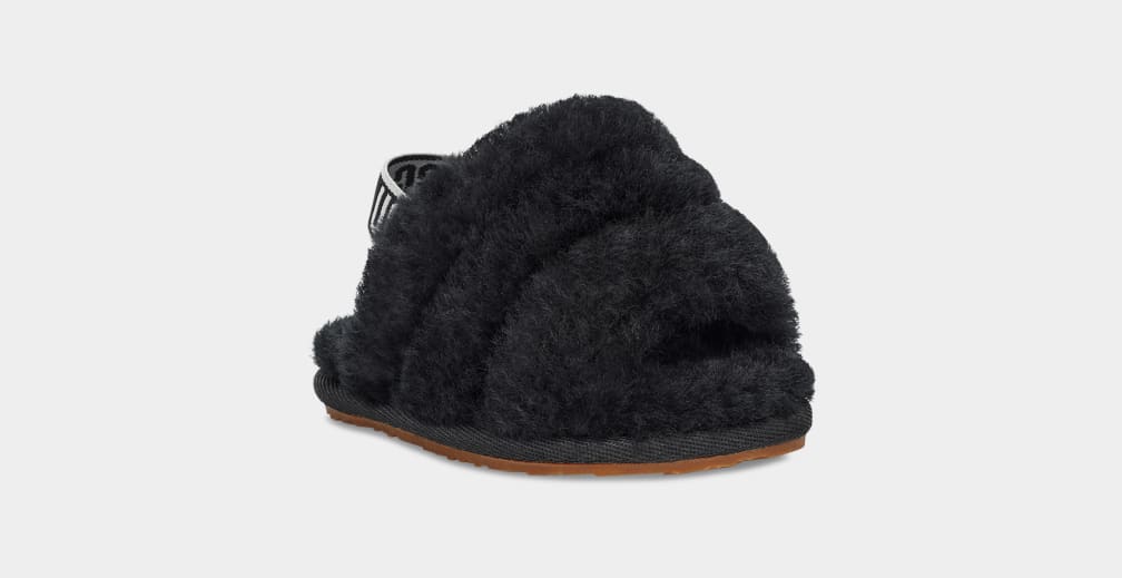 Pantuflas Ugg Fluff Yeah Niños Negras | Argentina UXBMRSL-71