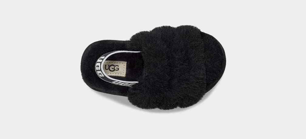 Pantuflas Ugg Fluff Yeah Niños Negras | Argentina XOLRCUV-32