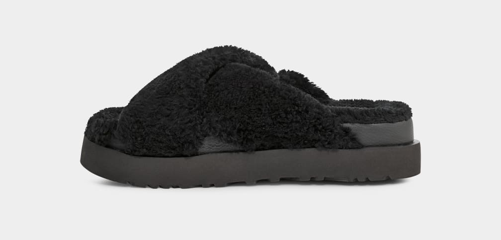 Pantuflas Ugg Fuzz Sugar Cross Mujer Negras | Argentina ERAMNXD-15