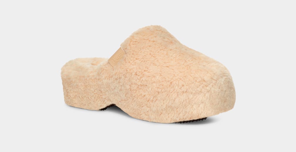 Pantuflas Ugg Fuzz Sugar Mujer Beige | Argentina JWPQZVX-23