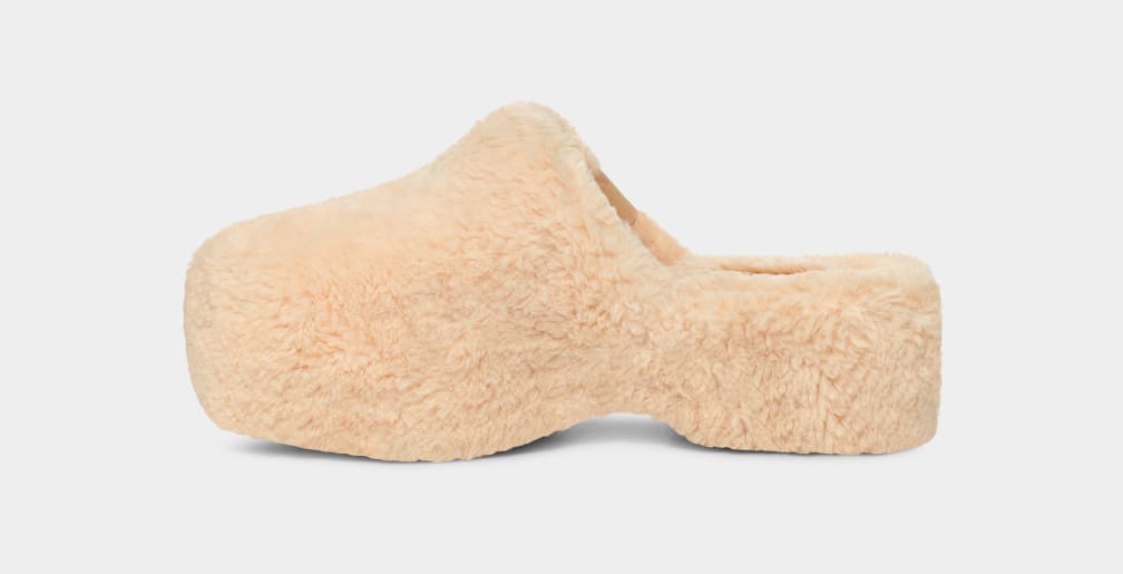 Pantuflas Ugg Fuzz Sugar Mujer Beige | Argentina JWPQZVX-23