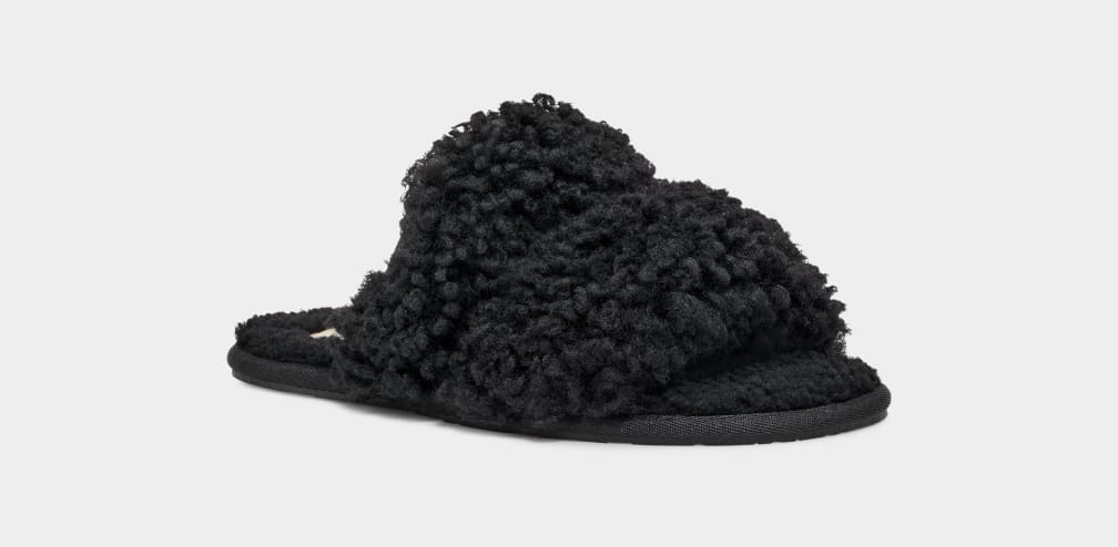 Pantuflas Ugg Maxi Curly Scuffetta Mujer Negras | Argentina ONIKYBQ-68