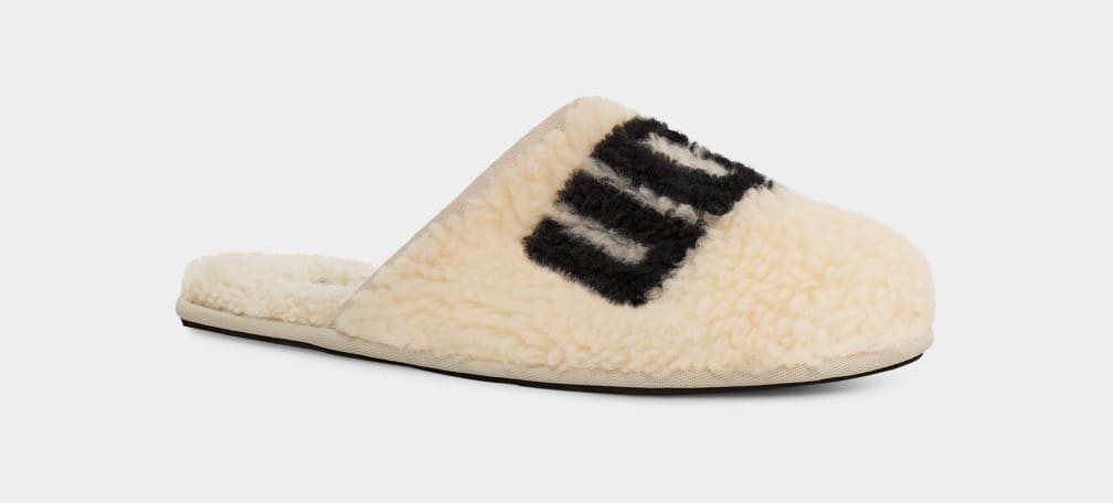 Pantuflas Ugg Scuff Curly Graphic Hombre Beige | Argentina GAFCKET-57