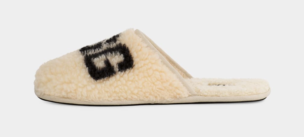 Pantuflas Ugg Scuff Curly Graphic Hombre Beige | Argentina GAFCKET-57