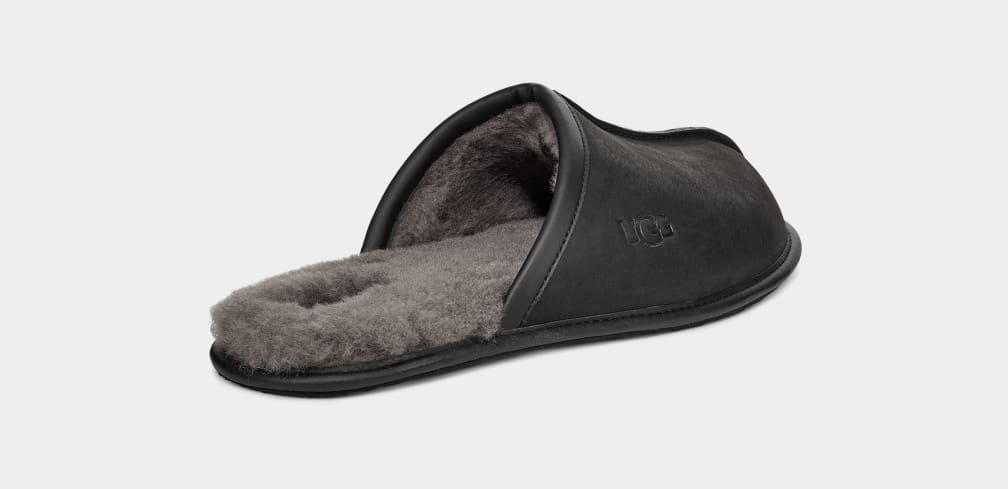 Pantuflas Ugg Scuff Leather Hombre Negras | Argentina KQOBYUD-05