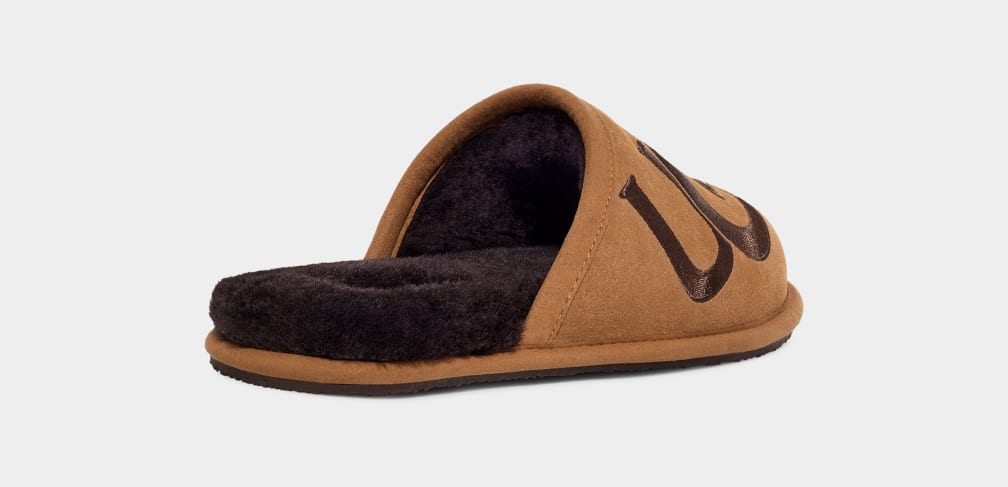 Pantuflas Ugg Scuff Logo II Hombre Marrones | Argentina ESZDFXT-05