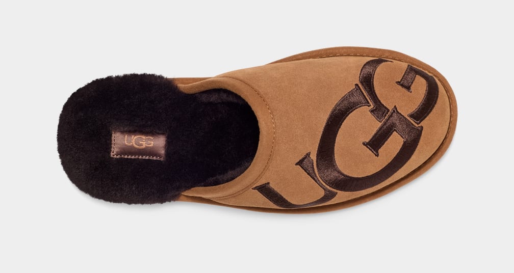 Pantuflas Ugg Scuff Logo II Hombre Marrones | Argentina ESZDFXT-05