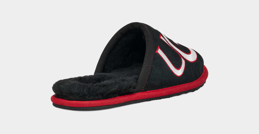 Pantuflas Ugg Scuff Logo II Hombre Negras Rojas | Argentina YTKBFRN-56