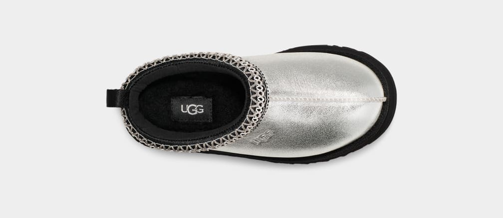 Pantuflas Ugg Tazz Leather Niños Plateadas Metal | Argentina LGXECAP-92