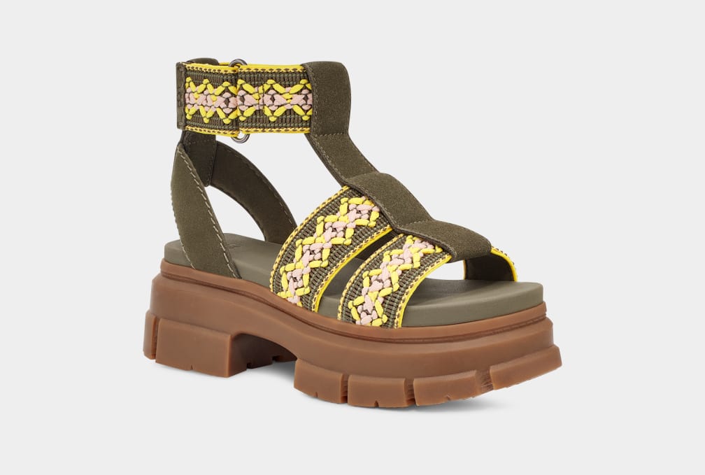 Sandalias Ugg Ashton Heritage Braid Mujer Verde Oliva | Argentina TLJGCFX-18