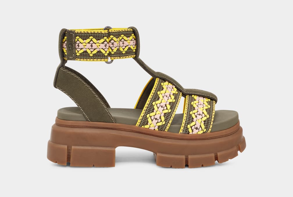 Sandalias Ugg Ashton Heritage Braid Mujer Verde Oliva | Argentina TLJGCFX-18