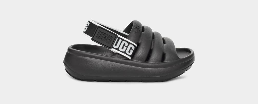 Sandalias Ugg Sport Yeah Niños Negras | Argentina HRAYTPX-63