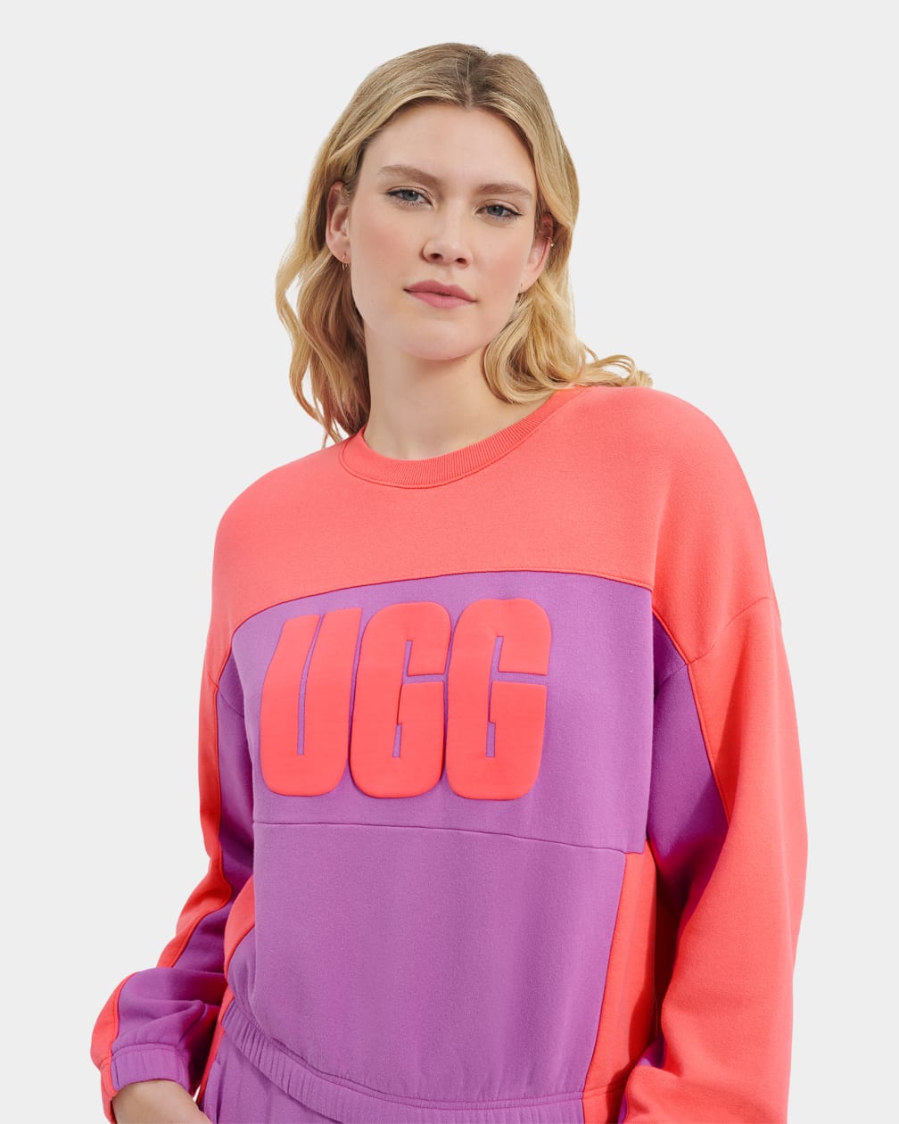 Sudadera Ugg Aryia Cropped Pullover Blocked Mujer Coral | Argentina PWHKOGN-60