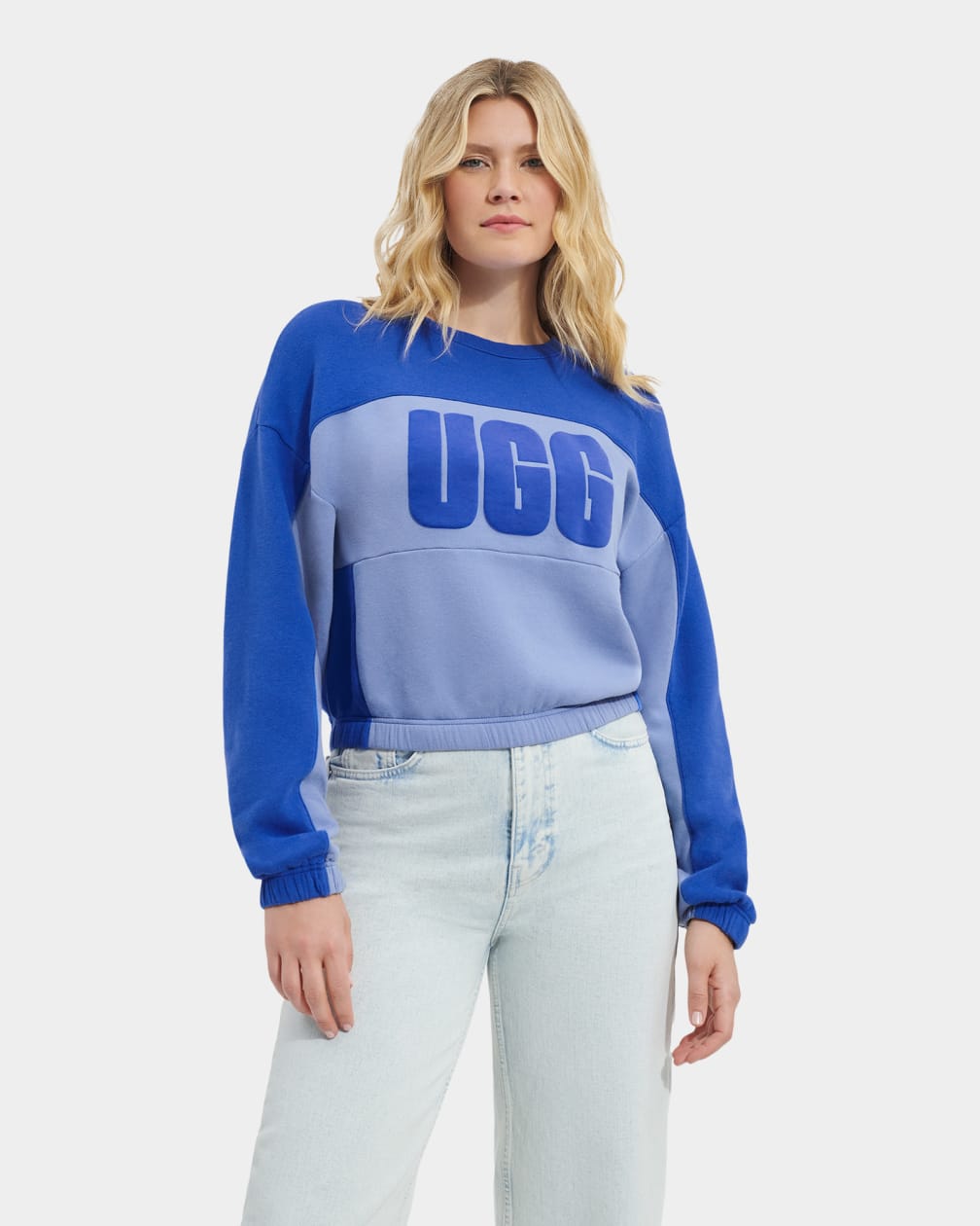 Sudadera Ugg Aryia Cropped Pullover Blocked Mujer Azules | Argentina AWZNQJF-67