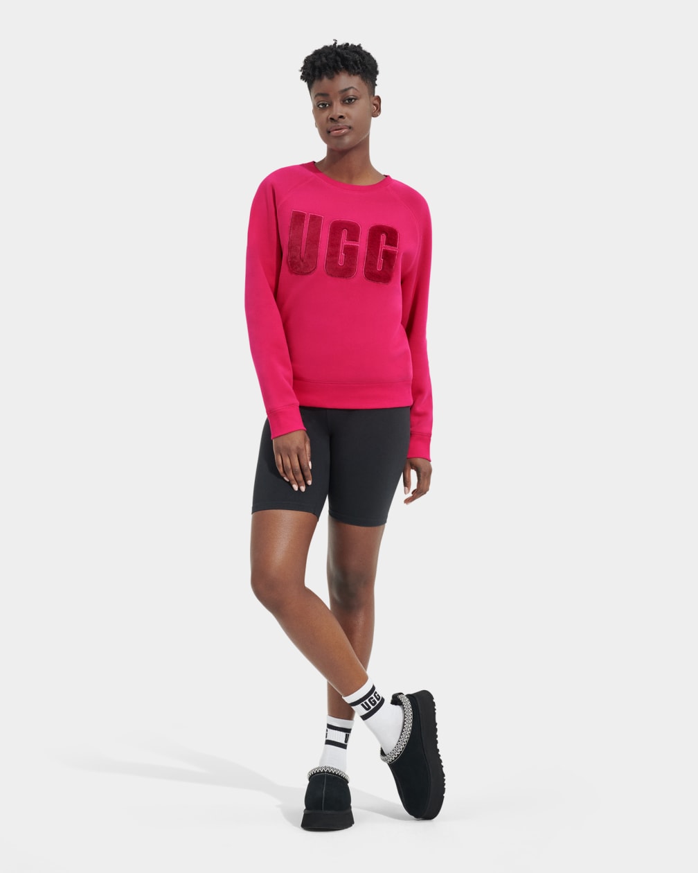 Sudadera Ugg Madeline Fuzzy Logo Crewneck Mujer Rosas Rojas Oscuro | Argentina VCMQIHE-92