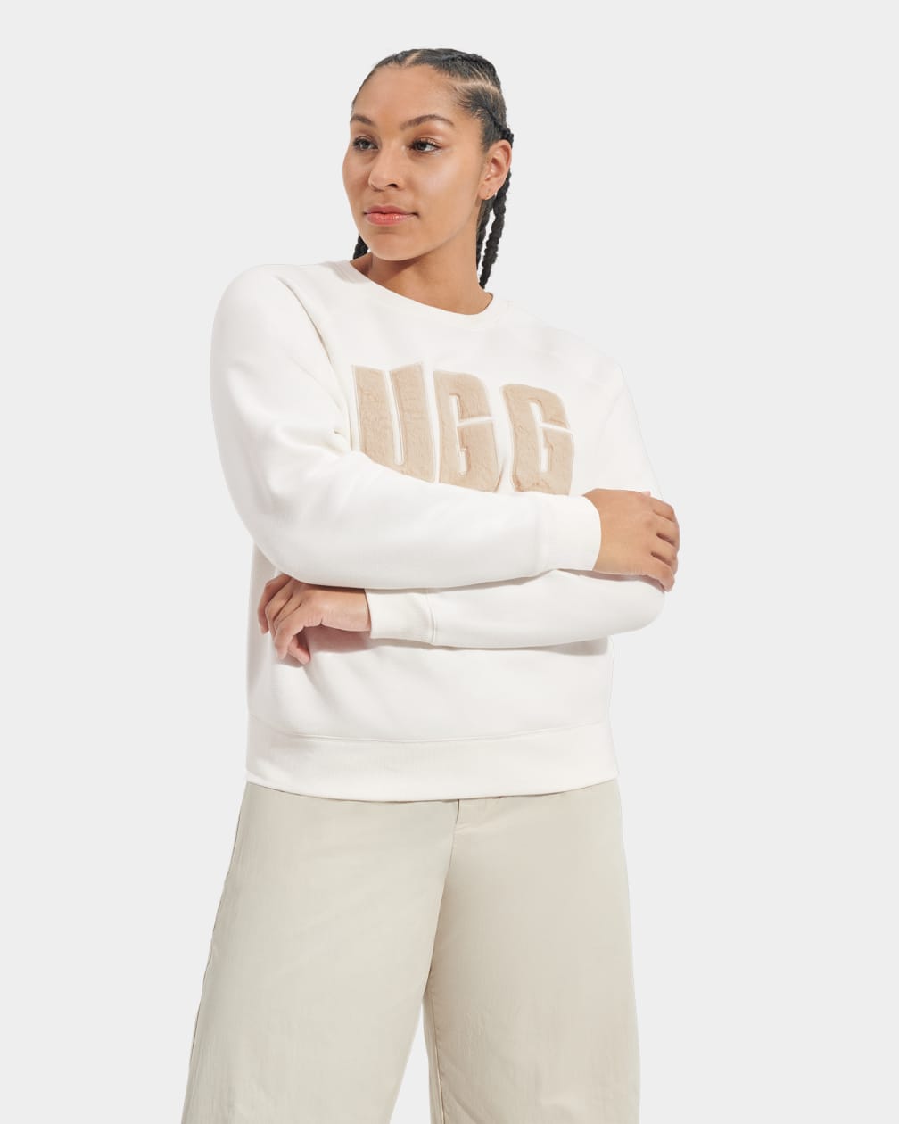 Sudadera Ugg Madeline Fuzzy Logo Crewneck Mujer Marrones | Argentina UNISMOY-65