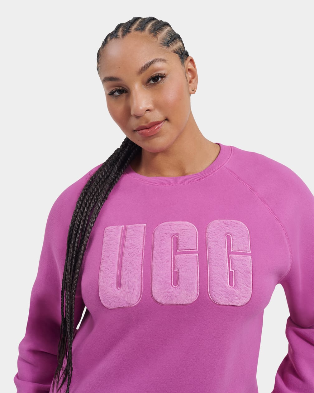 Sudadera Ugg Madeline Fuzzy Logo Crewneck Mujer Rosas | Argentina DCSPXWQ-85