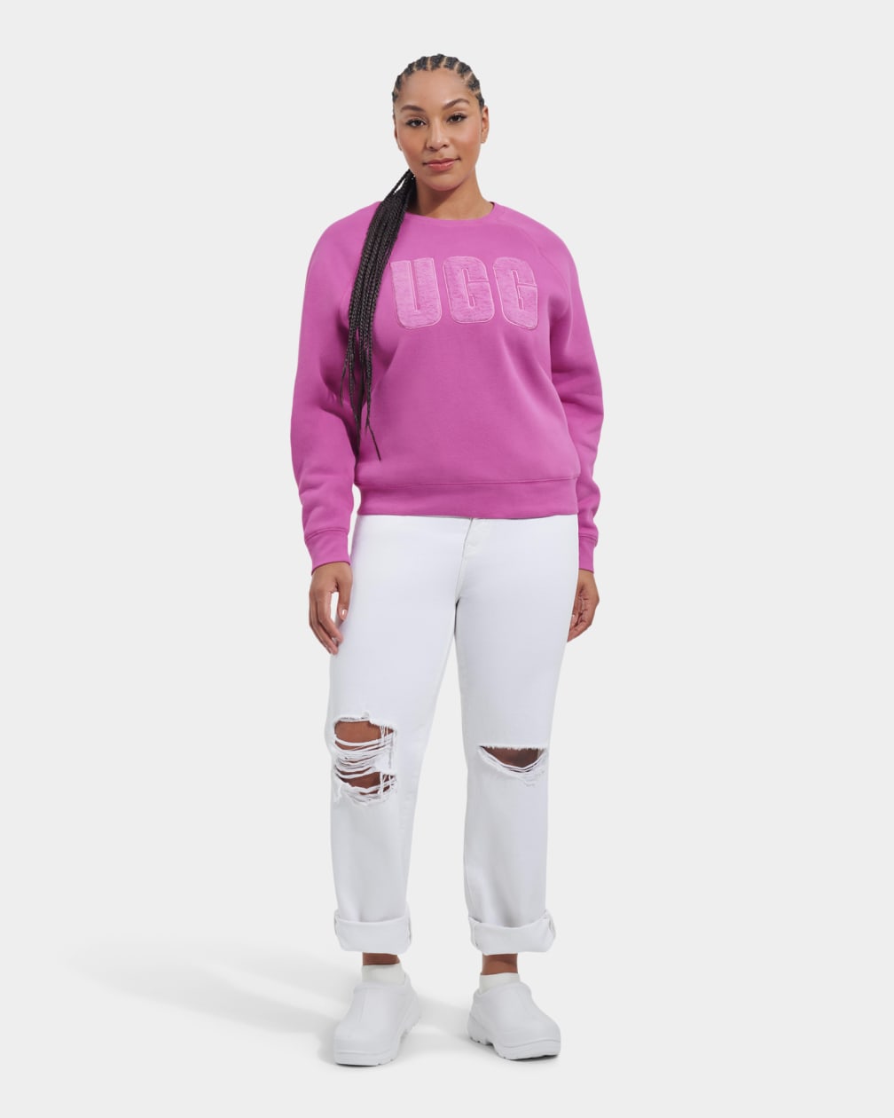 Sudadera Ugg Madeline Fuzzy Logo Crewneck Mujer Rosas | Argentina DCSPXWQ-85