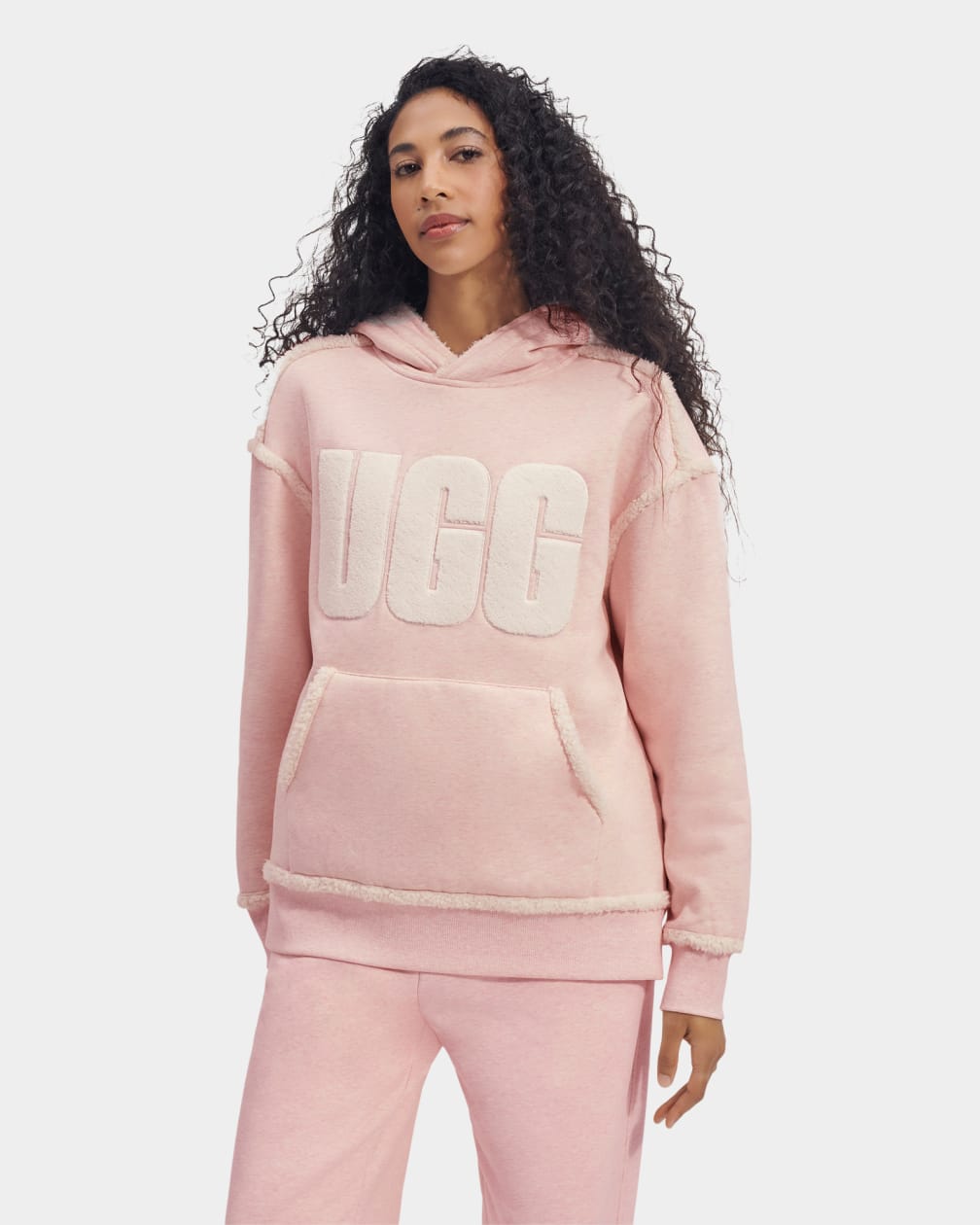 Sudadera con Capucha Ugg Joanne B Fleece Logo Mujer Rosas Blancas | Argentina JZNDOBM-86