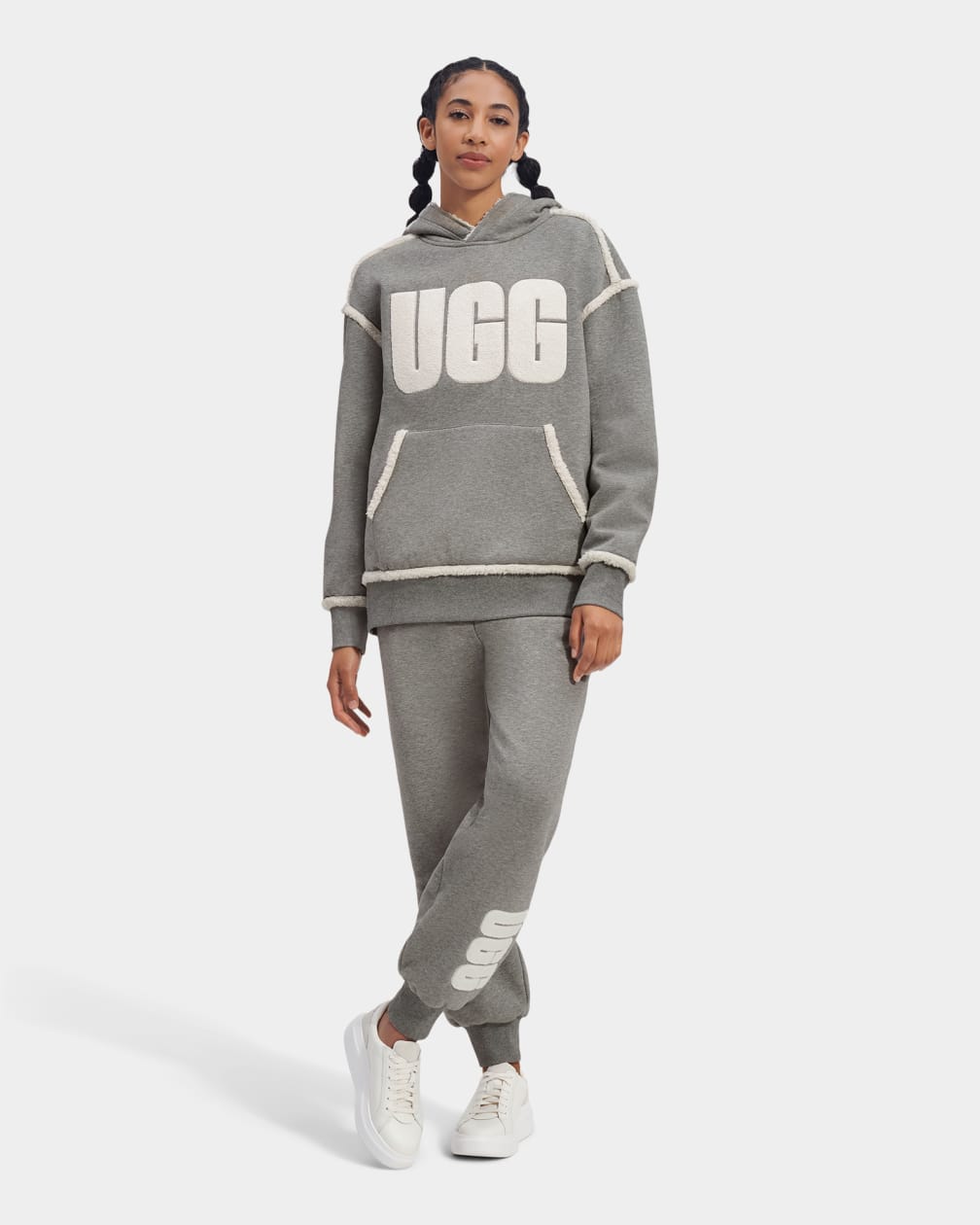 Sudadera con Capucha Ugg Joanne B Fleece Logo Mujer Gris | Argentina XEAONVK-15