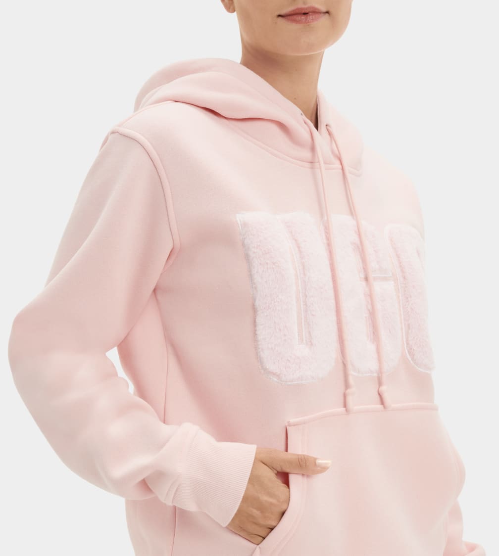 Sudadera con Capucha Ugg Rey Fuzzy Logo Mujer Rosas | Argentina CWQJAEK-91