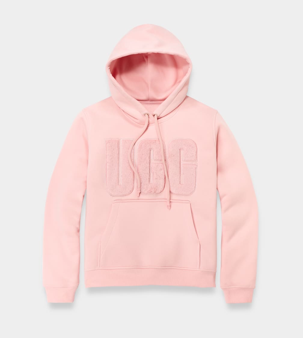 Sudadera con Capucha Ugg Rey Fuzzy Logo Mujer Rosas | Argentina CWQJAEK-91